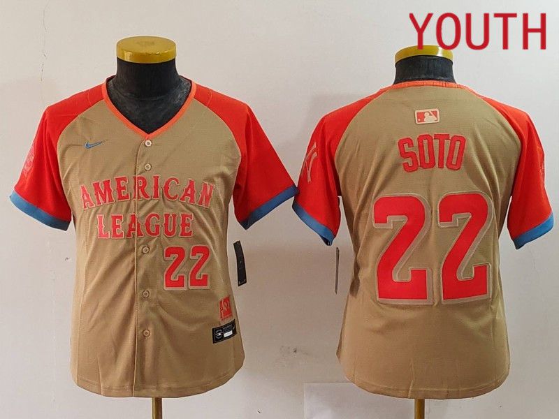 Youth New York Yankees #22 Soto Orange All star 2024 Nike MLB Jersey style 5